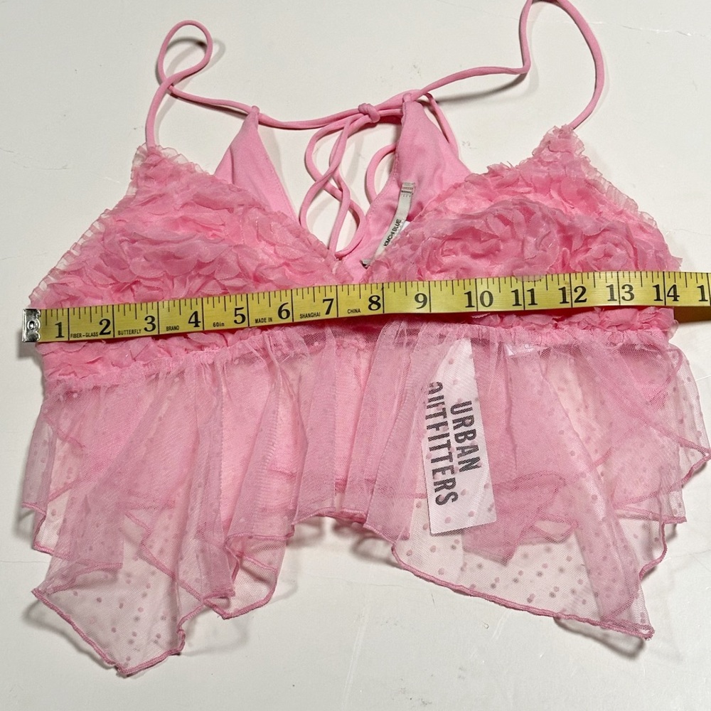 Urban Outfitters Pink Sheer Ruffle Top - Picture 7 of 12